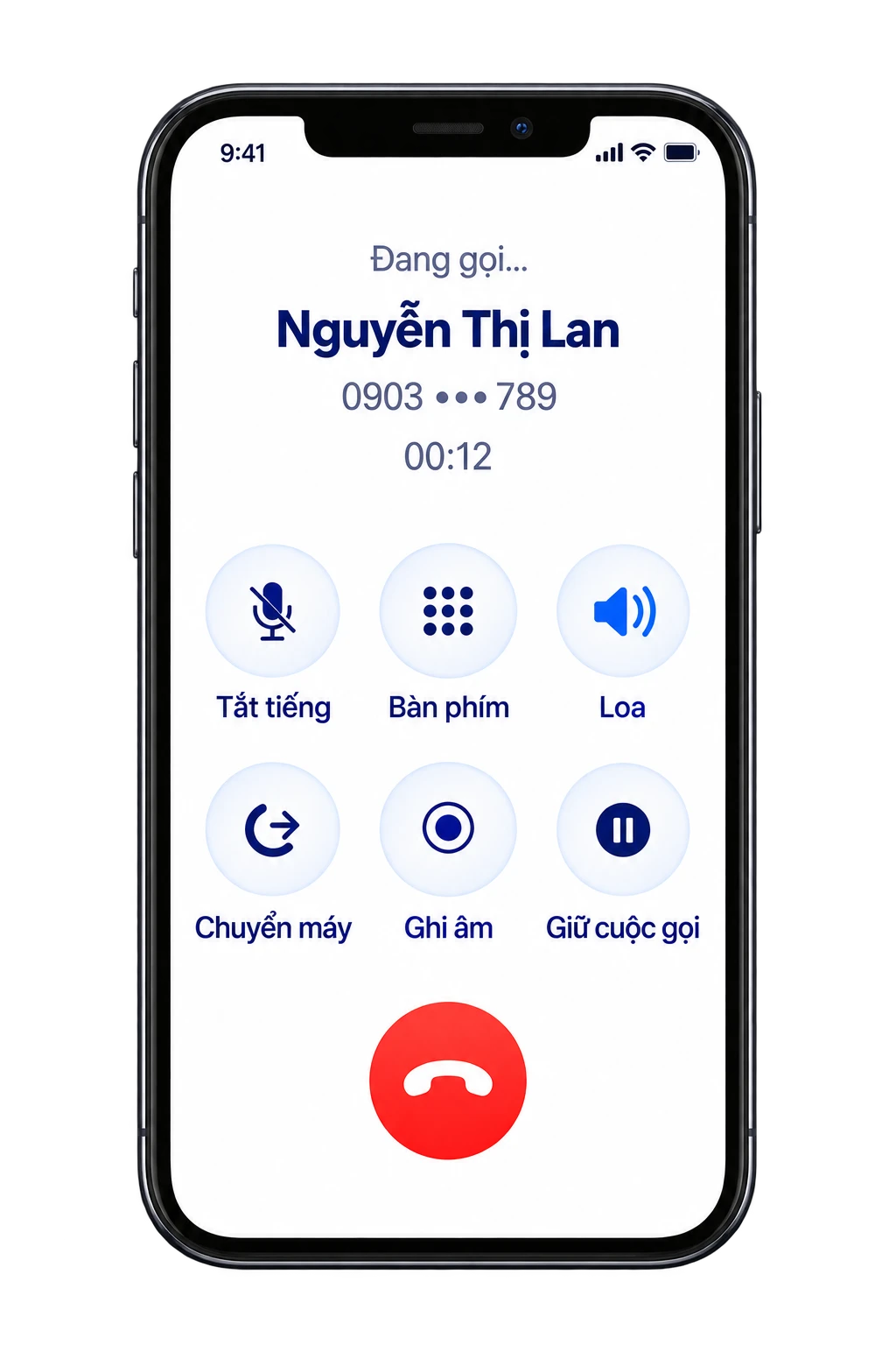 Giao diện cuộc gọi trên điện thoại